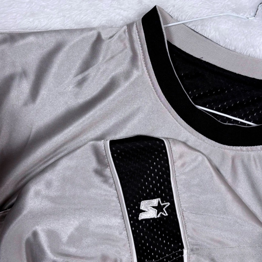 VTG 90s Starter Reversible TankTop Jersey Men 2XL Silver Black Dazzle Mesh Shiny